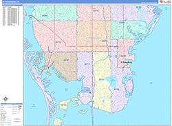 St. Petersburg Wall Map Color Cast Style 2026